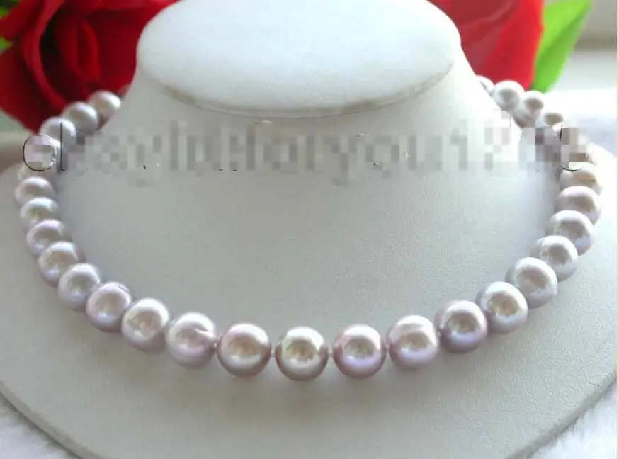 

Free shipping hot sale Women Bridal Wedding Jewelry >>17" Genuine Natural 12mm Round Purple Pearl Necklace!