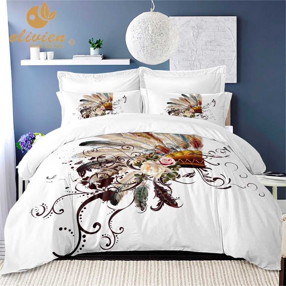 

Colorful Feather Bedding Set Dream Catcher Duvet Cover Queen King Size Quilt Cover Tribal Indian Bedding Cover Pillowcase 3Pcs