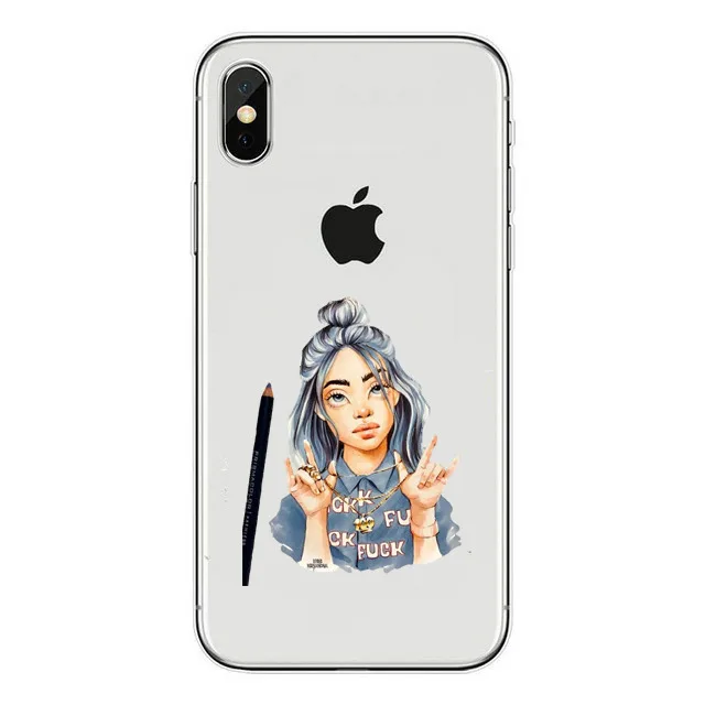 Прекрасный Billie Eilish Khalid Жесткий pc Пластиковый чехол для телефона чехол для iPhone 6 6S 7 8 Plus 5 5S SE X XS MAX XR силиконовый чехол - Цвет: Hard PC Billieeilish