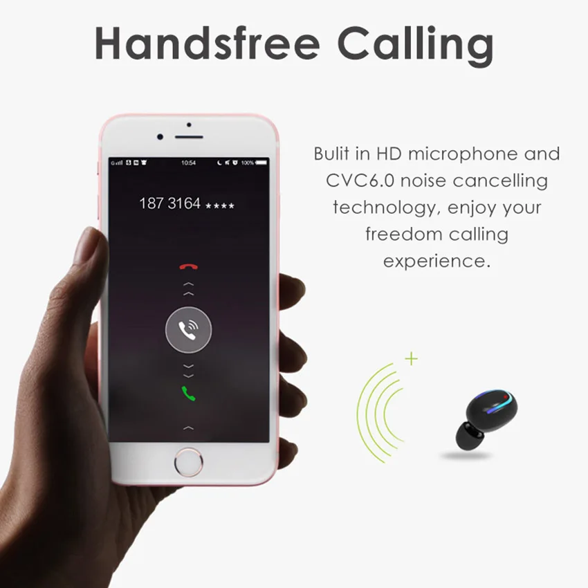 Aimitek Q13S TWS Bluetooth 5.0 Headset Mini Twins Wireless Stereo Earphone In-Ear Earbud Charging Box with Mic for Smartphones