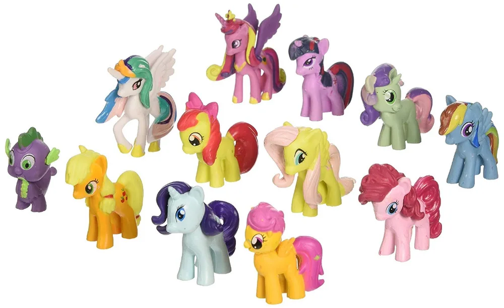 

12pcs/set 3-5cm cute pvc horse action toy figures doll Earth ponies Unicorn Pegasus Alicorn Bat Figure Dolls For Girl