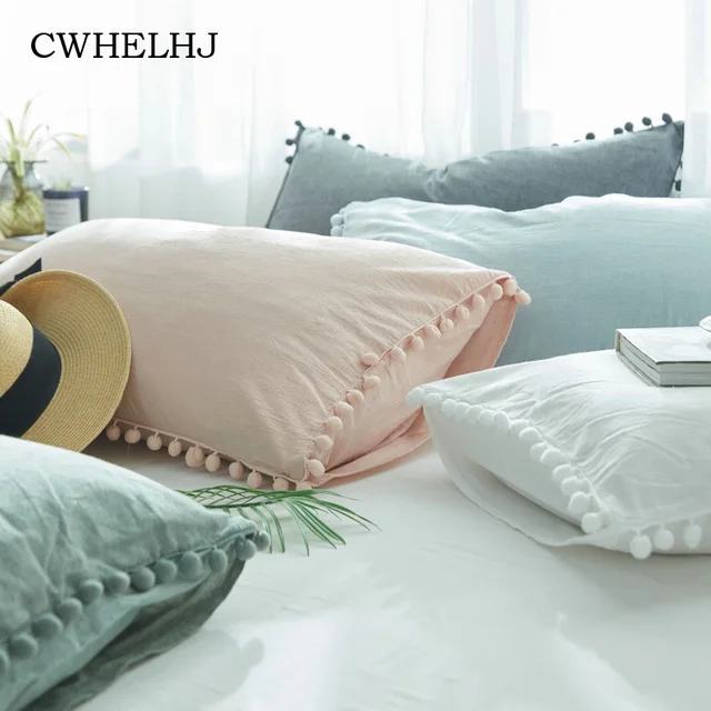 Washed Cotton Single Pillowcase WhitePink Bedroom Decorative Cute Enchanting Cute Decorative Bed Pillows Washed Cotton Single Pillowcase WhitePink Bedroom Decorative Cute Enchanting Cute Decorative Bed Pillows