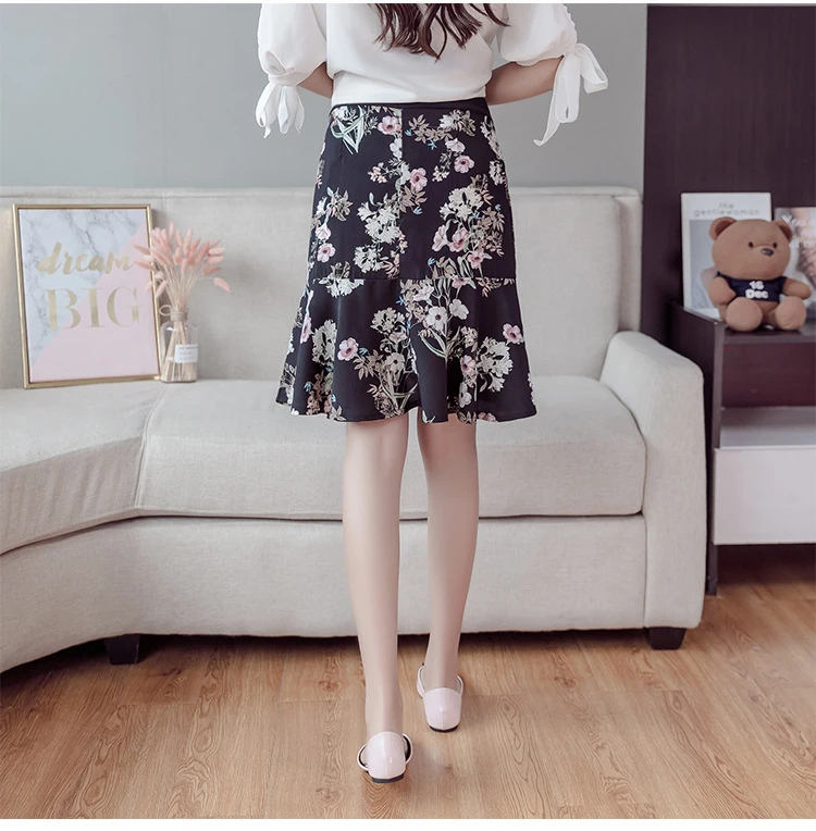 Irregular Support Belly Low Waist Maternity Skirts Chiffon Floral Print Clothes for Pregnant Women Summer Fashion Pregnancy (34)