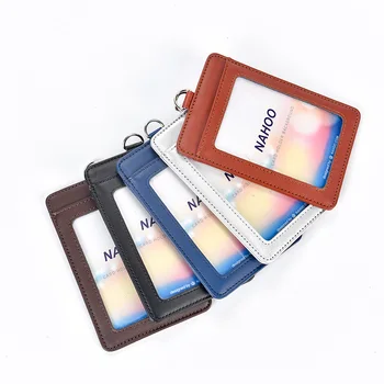 

NAHOO Genuine Leather Lanyards Vertical Name Badge ID Card Holder Name Badge Holders Business School Card Holder Office Supplies