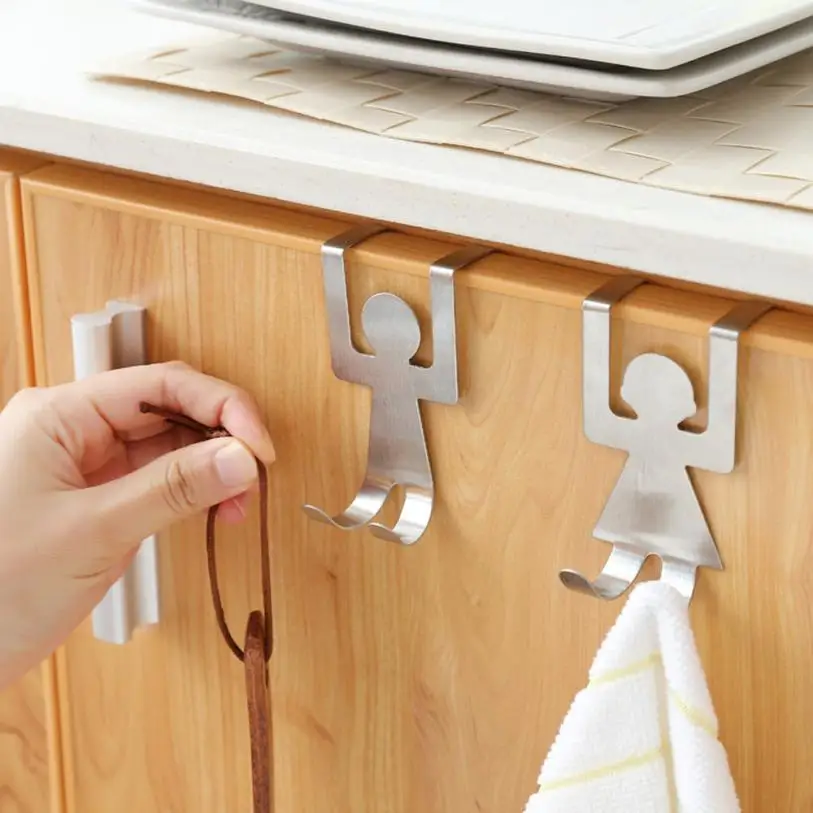 

2Pcs Stainless Steel Lovers Shaped Hook Kitchen Hanger Clothes Storage Rack Tool