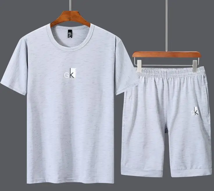 Новинка размера плюс 3XL-10XL мужские модные летние топы с принтом и коротким рукавом, мужская футболка+ шорты, мужской костюм для спорта и отдыха - Цвет: 16