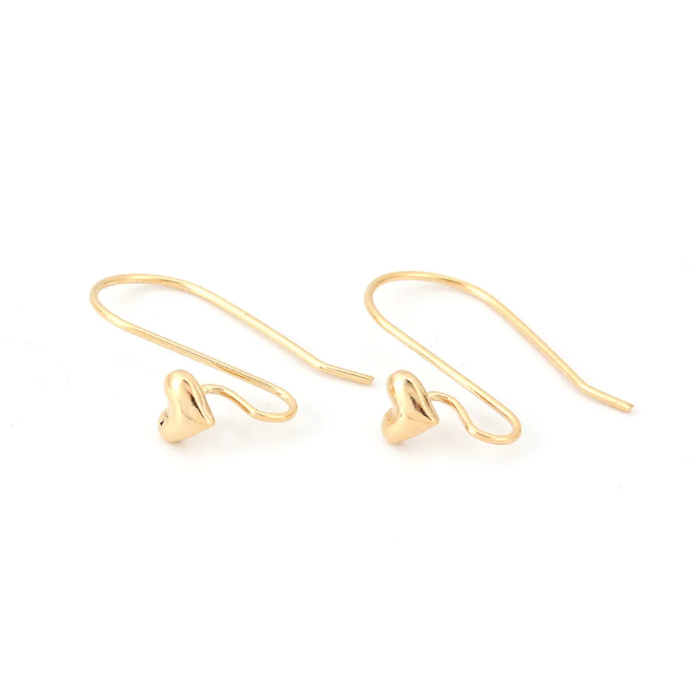 

8Seasons Copper Ear Wire Hooks Earring Findings Gold Filled Heart 21mm( 7/8") x 6mm( 2/8"), Post/ Wire Size: (21 gauge), 6 PC