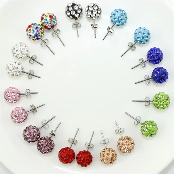

EKUSTYEE 4 Pairs Mix Colors Stud Earrings for Women Classic Lady Girl Inlay Crystal Earring Fashion Jewelry