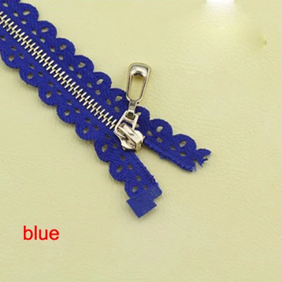50 см 60 см кружевная молния для платья сумка Одежда карамельный цвет светильник золотые зубы декоративная металлическая застежка полые аксессуары D671 - Цвет: blue