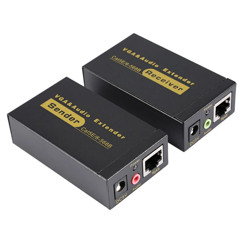 Видеокабель передатчик 100 метров витая пара удлинитель кабеля VGA к RJ45 CAT5E/6 1080P HD 3D