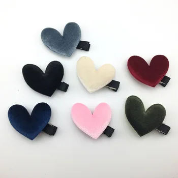 

20 pcs/lot , Velvet Heart Hair Clip , Valentines barrettes