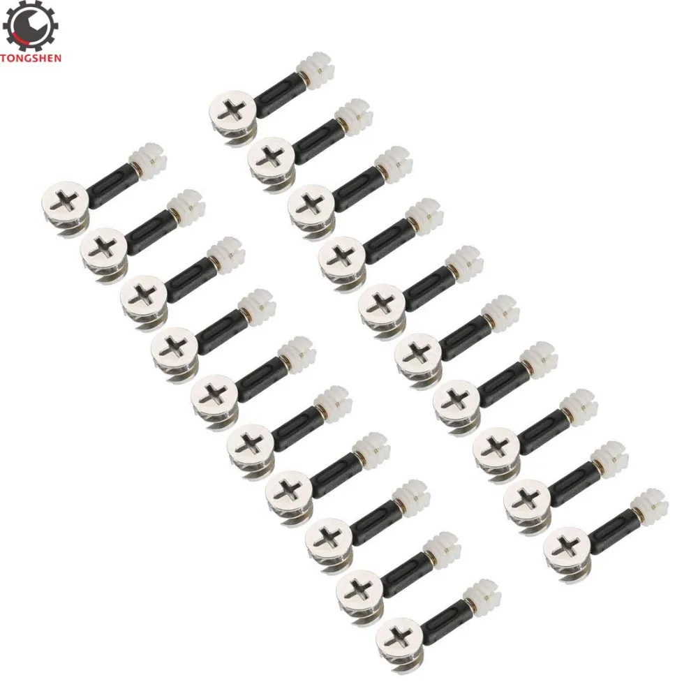 

20Sets Furniture Connecting 15mm OD Cam Fitting w Dowel Screws Pre-Inserted Nut Furniture Side Connecting for Furniture Panel