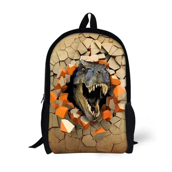 

Customized 3D Printing 6 Cool Dinosaur School Bags Students Backpacks for Children Boys Bookbags Medium Size Mochila Escolar
