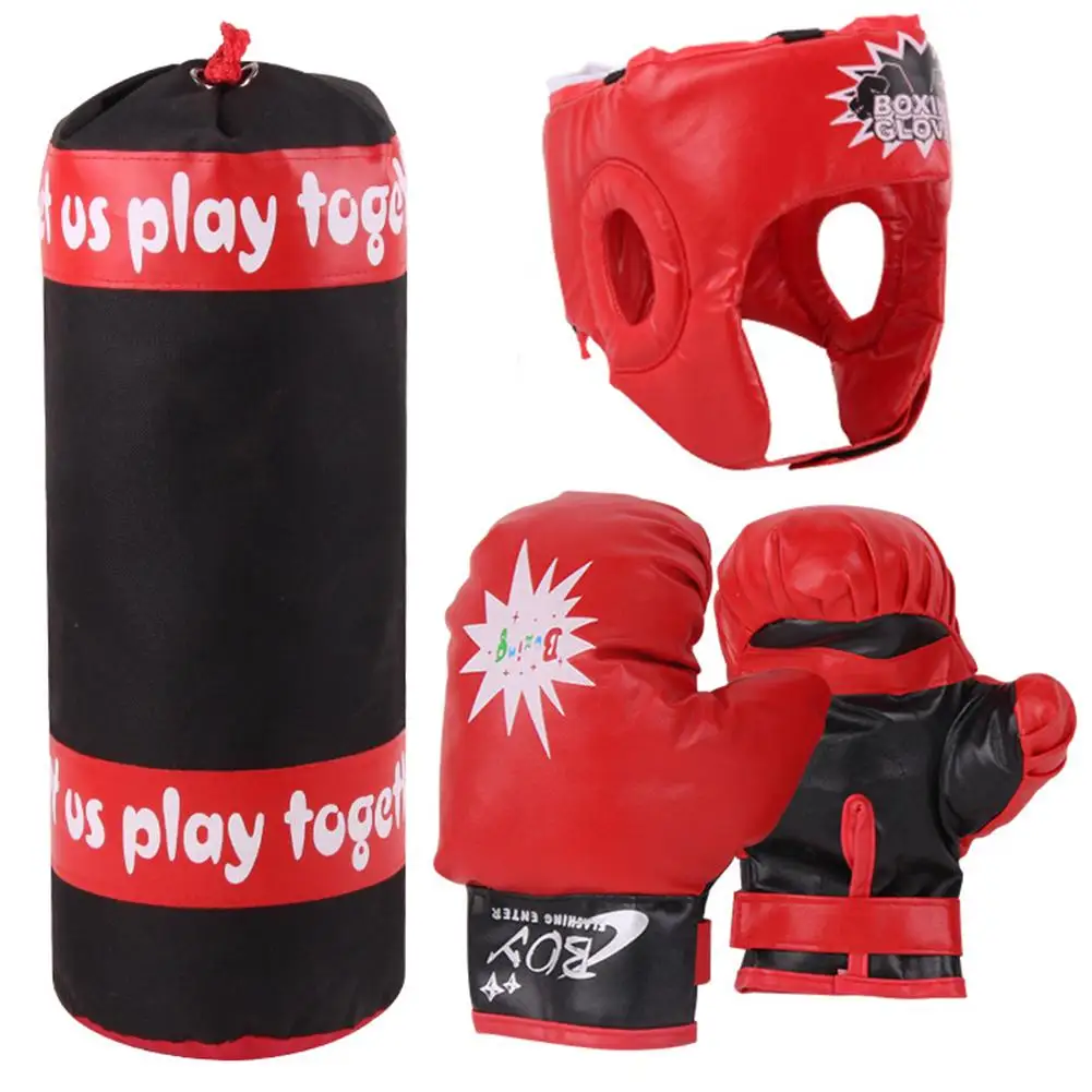 

Children Helmet Sandbag Boxing Gloves Set Fitness Exercise Boys Kids Toy Fighting MMA Muay Boxing Sports Training Equipment