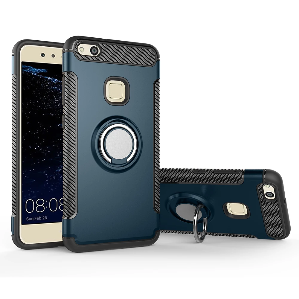 

Huawei P10 Lite Case Cover Shockproof Carbon Fiber Bumper Ring Silcone Protector Case Cover For Huawei P10 Lite Plus Funda Coque