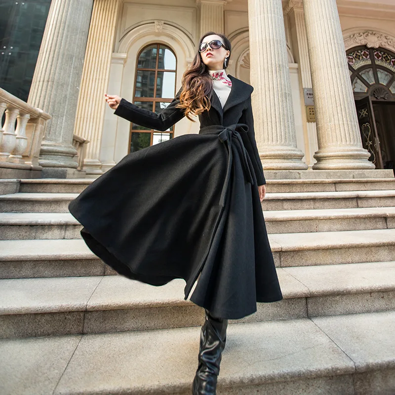 YOSIMI 2017 Autumn Winter Skirt Woolen Coat High Quality Maxi Elegant Wool Long Women Coat Turn-down Collar Brand Clothing pink YOSIMI 2017 Autumn Winter Skirt Woolen Coat High Quality Maxi Elegant Wool Long Women Coat Turn-down Collar Brand Clothing pink