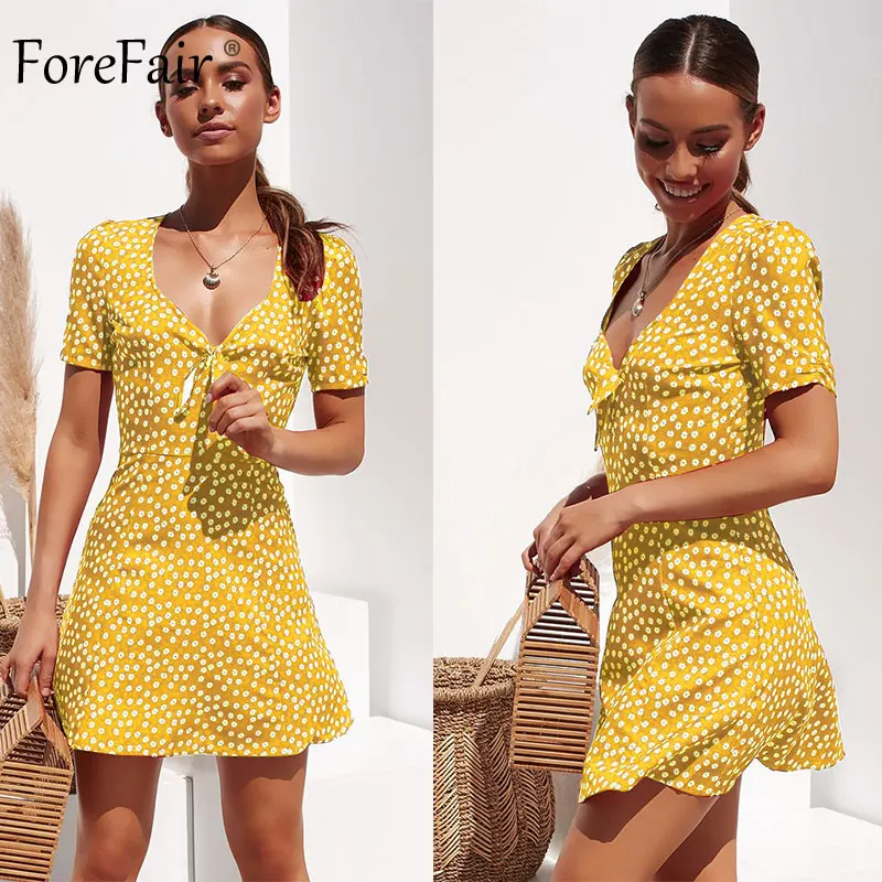 Forefair Retro Bohemian Beach Dress Women Summer Sexy A Line (3)