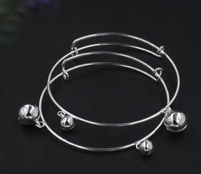 20pcs/lot Double bells pad Silver Wire Bracelet (08281)-in Charm ...