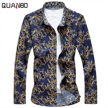 Новое поступление плюс Размер 6XL 7XL мужские рубашки с цветочным узором весна осень модная рубашка с длинным рукавом Повседневная camisa masculina