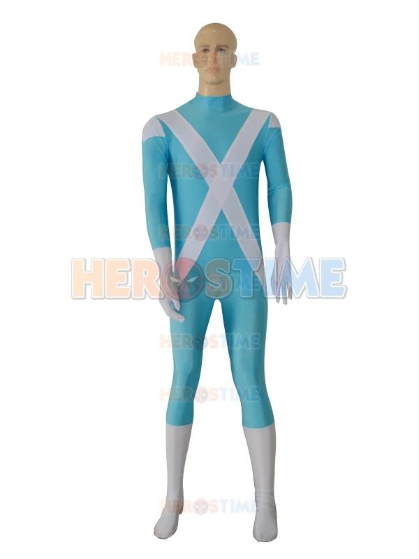 Iceman X men Superhero Costume Blue & White spandex halloween cosplay X
