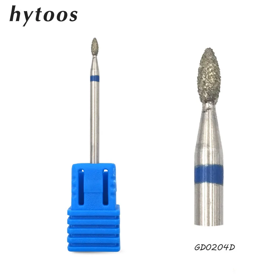 HYTOOS 2*4 мм пламя алмазное сверло для ногтей 3/32 "роторный заусенец маникюрные
