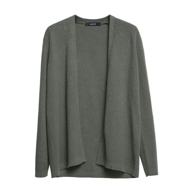 MuLS 100% Cotton Cardigans Men Spring Autumn Thicken Male Sweaters Cardigan Coat Men Brand Winter Dot Black Green Size XXL XXXL-07