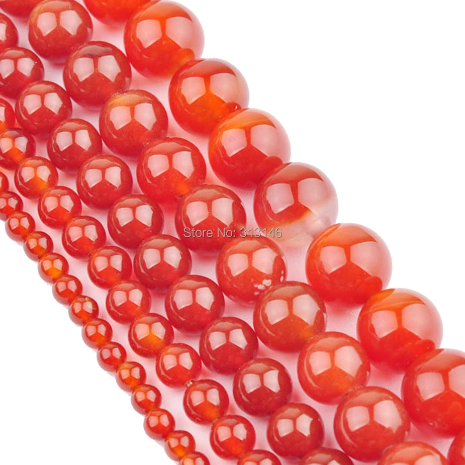 

Bulk Wholesale Natural Stone Red Carnelian Beads 4 6 8 10 12MM 15" Per Strand Pick Size For Necklace Bracelet Jewelry Making