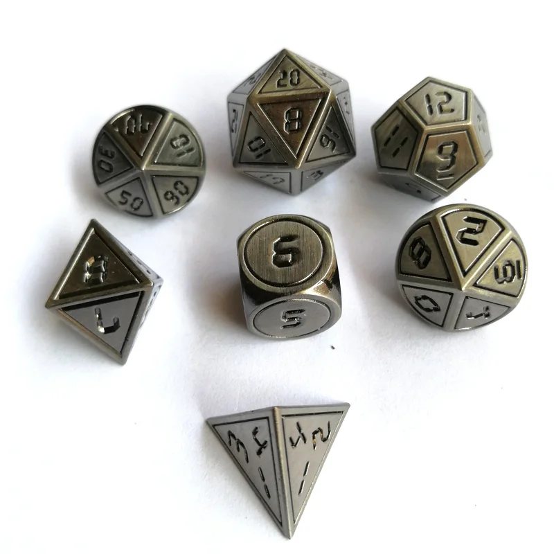 

factory sells directly 2018 new font dragons and 7 computers/sets creative RPG dice d and d metal dice vintage nickel