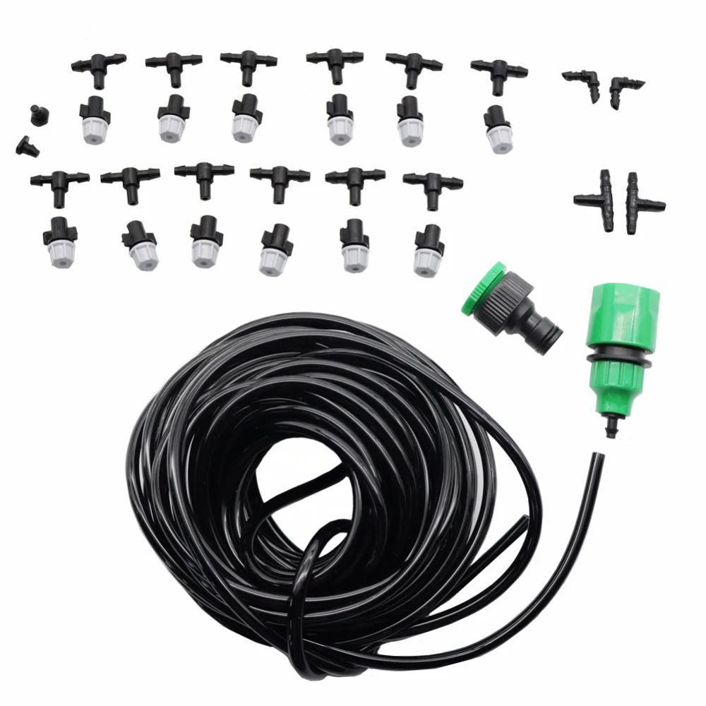 

10m Outdoor Garden Irrigation Sprayer Nozzle Suits Spray Cooling Sprinkler Nozzle Tool Combination Suit with 4/7mm Tee Connector