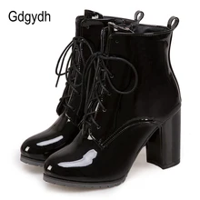 Gdgydh Big Size 48 Patent Leather Boots For Women Lace up High Heels Shoes Spring Autumn Black Footwear Female Ankle Boots Zip цена Gdgydh Big Size 48 Patent Leather Boots For Women Lace up High Heels Shoes Spring Autumn Black Footwear Female Ankle Boots Zip цены онлайн