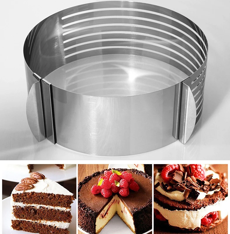 085C Adjustable Stainless Steel Layer Cake Slicer Kit Mousse Mould Bakeware DIY 