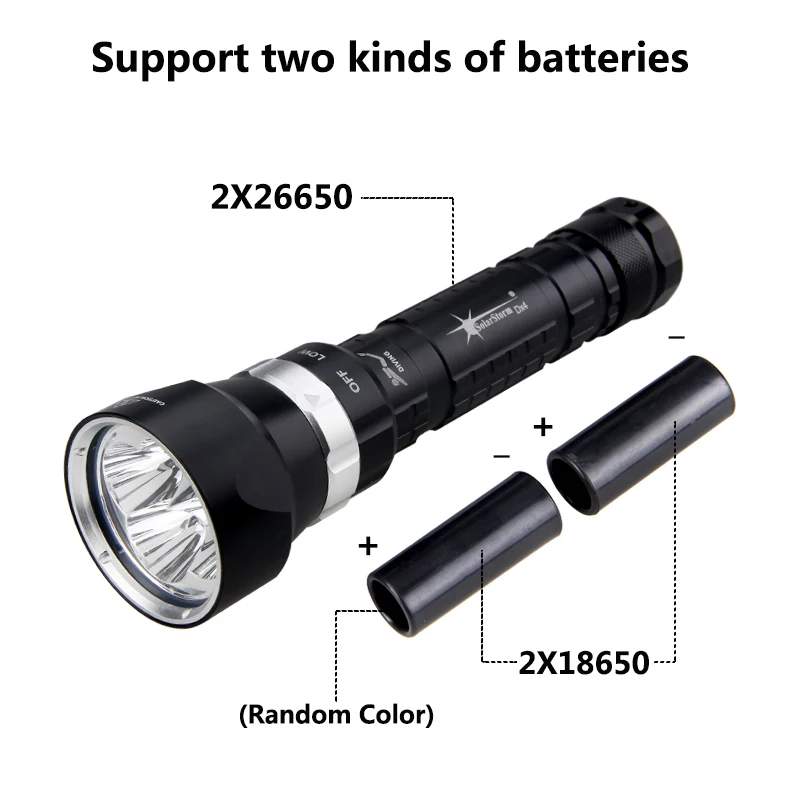 Cheap Scuba Diving Flashlight 4x XML U2 LED SolarStorm 1600 Lm Underwater Torch Light With 2x18650 +Charger 2 Cheap Scuba Diving Flashlight 4x XML U2 LED SolarStorm 1600 Lm Underwater Torch Light With 2x18650 +Charger 2