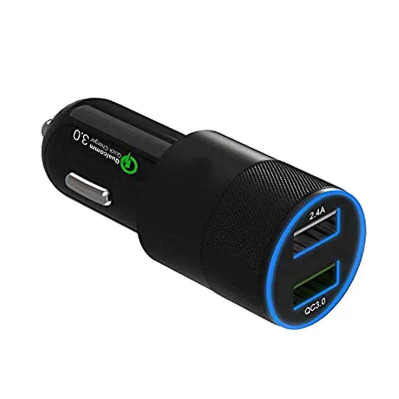 2 USB Автомобильное зарядное устройство для телефона Dual QC3.0 Быстрая зарядка для Apple samsung IOS Android смарт-телефон электронные устройства Автомобильные аксессуары - Название цвета: Black