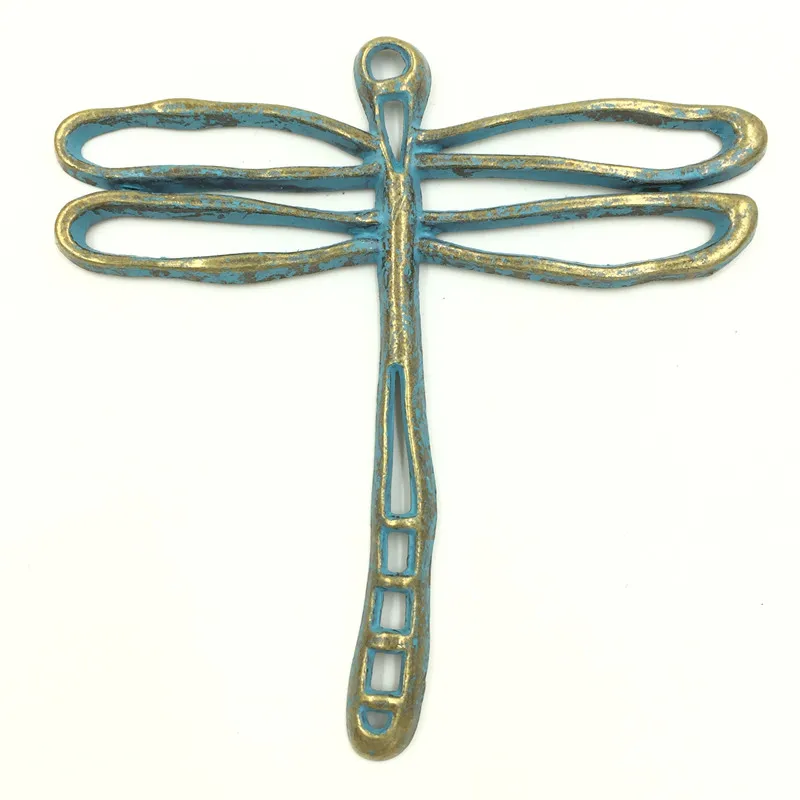 

20Pcs Fashion Green Bronze Tone Hollow Dragonfly Libellule Charm Pendants Breloque Jewelry Making 70x70mm