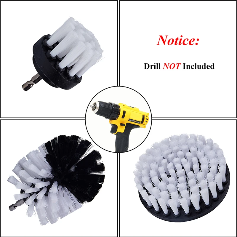 

3 pcs/set Power Scrubber Brush Drill Brush Clean for Bathroom Surface Tub Shower Tile Grout Cordless Power Scrub Cleaning White