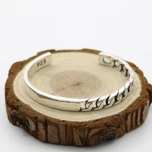 В Корейском стиле; Модные Простые Мода S925 стерлингового серебра Ретро тайский серебряный мужской и женский открытые цельный браслет