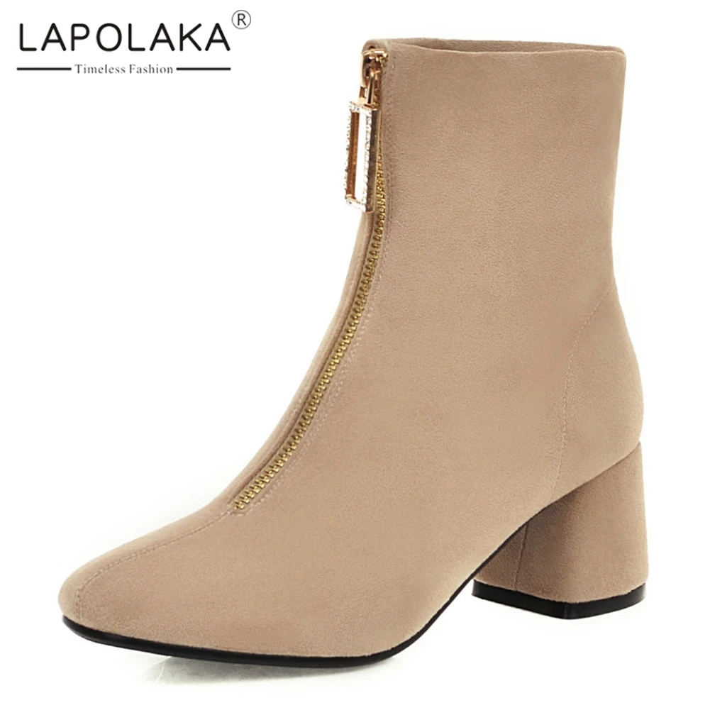 

Lapolaka Plus Size 32-48 New Fashion Hot Sale 2019 Add Fur Warm Winter Boots Woman Shoes Concise Zipper Shoes Woman Boots Female