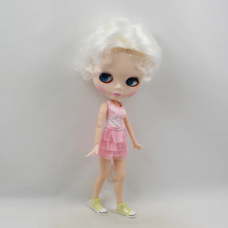 Ледяной обнаженный Blyth кукла серии No.70BL136 белые короткие вьющиеся волосы сустава тела подходит для DIY Изменение игрушки завод Blyth