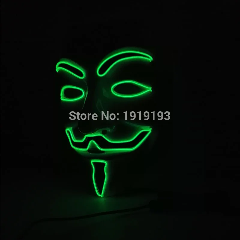 20 узор светодиодный маска мигающий на проводе Новинка неоновое освещение свет дизайн на первое апреля день украшения - Цвет: Green 1