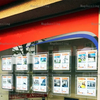 

10PCS X A3 Magnetic Open Change Poster One Side Acryic Frame LED Illuminated Window Display Light Pocket for Real Estate Agents