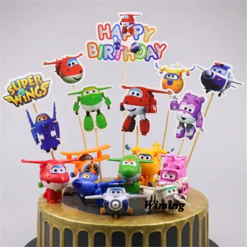 

airplane cake topper super wings toys helicopter party birthday cake decorating supplies flying plane toy cupcake toppers