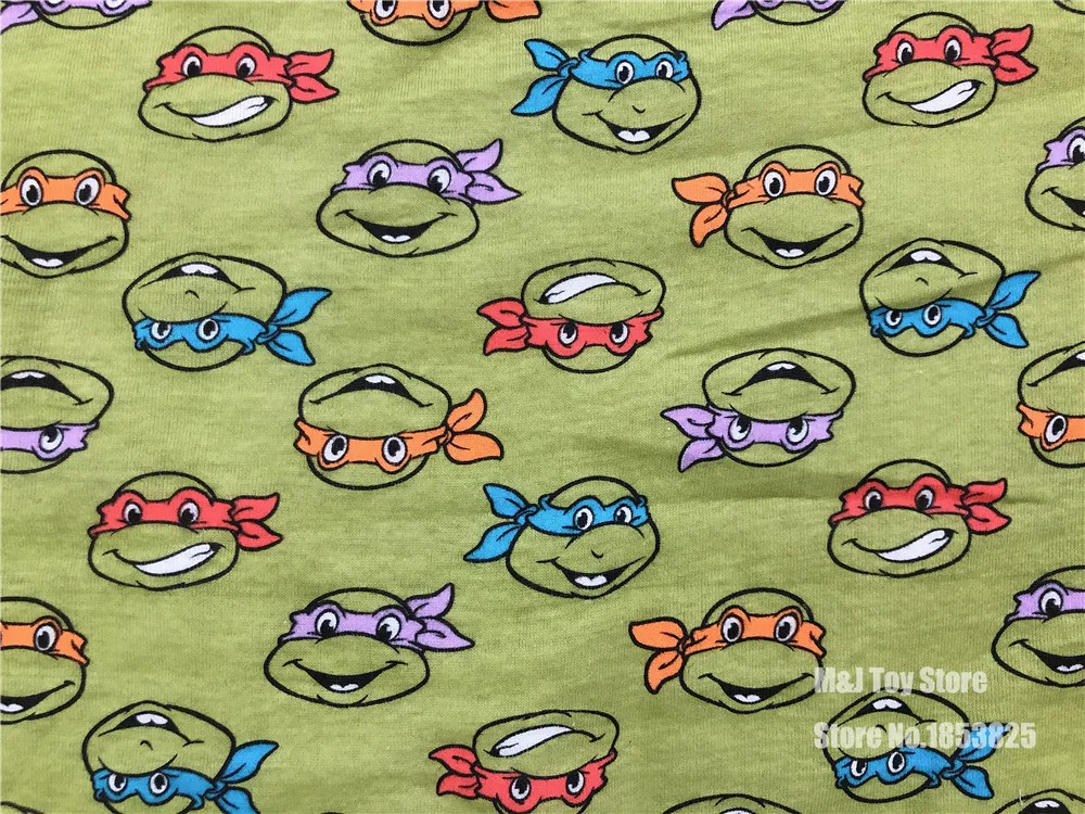 

50*145cm Teenage Mutant Ninja Turtles Elasticity cotton fabric For Sewing Fat Patchwork baby boy shirt pajamas Cloth Kid Textil