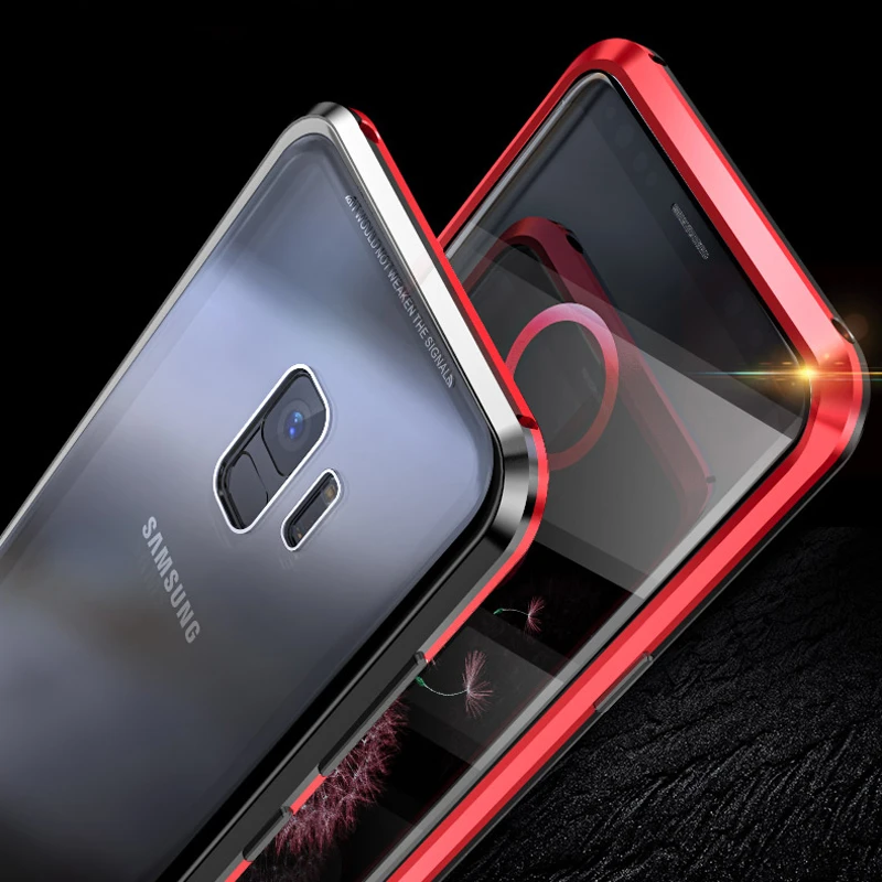 Переднее и заднее стекло 360 полный корпус Магнитный чехол для samsung Galaxy S9 Plus Note 9 S9Plus Note9 роскошный магнит 360 металлический чехол s