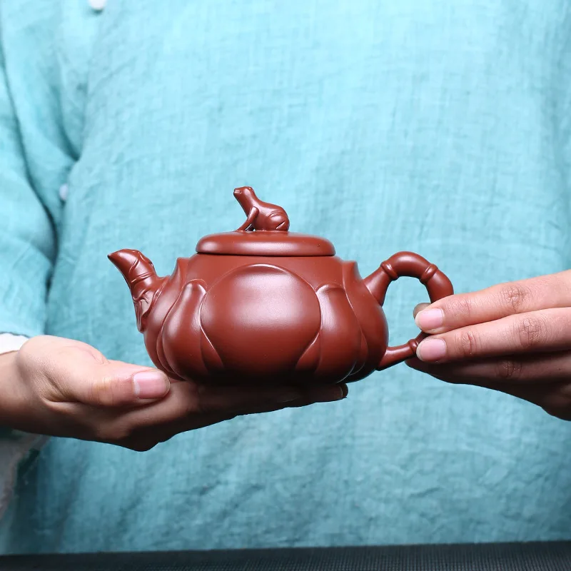 Yixing Yuanyuan Mine Dahongpao чайник все ручной работы лягушка Лотос корень чайник ярмарка чашка норковая чашка фиолетовый; песок чайник