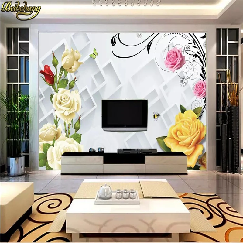 

Custom wallpaper 3d stereoscopic rose rattan Europe TV backdrop wallpaper living room bedroom murals papel de parede infantil