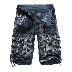2018 бренд Дизайн Для мужчин летние камуфляжные военные шорты бермуды джинсы мужской Masculina Мода Повседневное мешковатые Джинсовые шорты