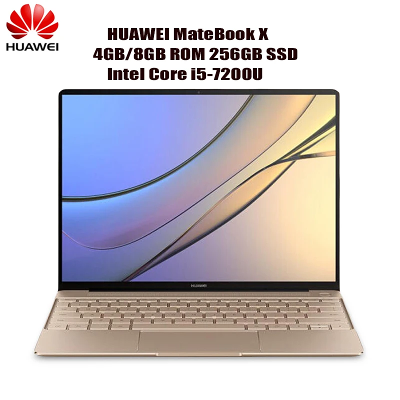 Huawei MateBook X Тетрадь 13,0 дюймов Intel Core I5-7200U 4 ГБ 256 ГБ SSD компьютер Windows 10 ips 2160x1440 отпечатков пальцев мини-ноутбук