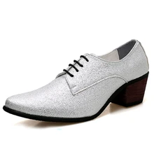 MIUBU Men Oxford Dress Shoes Lace Up Pointed Toe High Heels Luxury Gold Silver Wedding Groom Shoes Bling Glitter Party Prom MIUBU Men Oxford Dress Shoes Lace Up Pointed Toe High Heels Luxury Gold Silver Wedding Groom Shoes Bling Glitter Party Prom