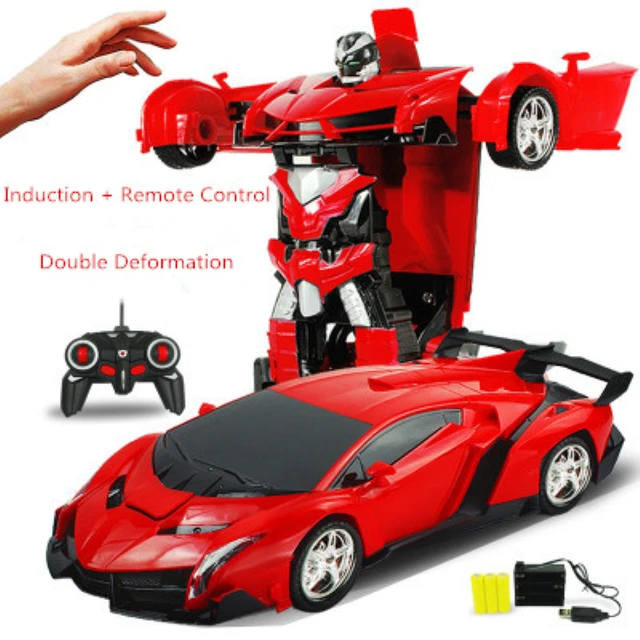 Remote Control Car 1:18 Scale Deformation Toy Car - Red