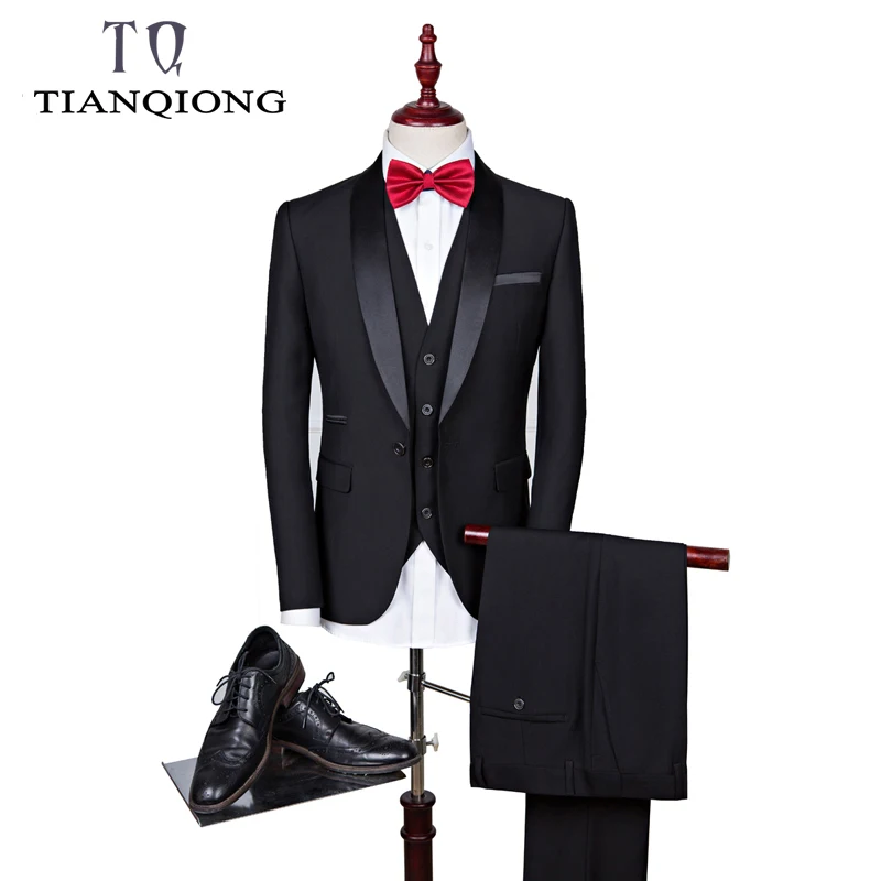  Brand Men Suit 2019 Wedding Suits for Men Shawl Collar 3 Pieces Slim Fit Burgundy Suit Mens Royal B - 32970664620